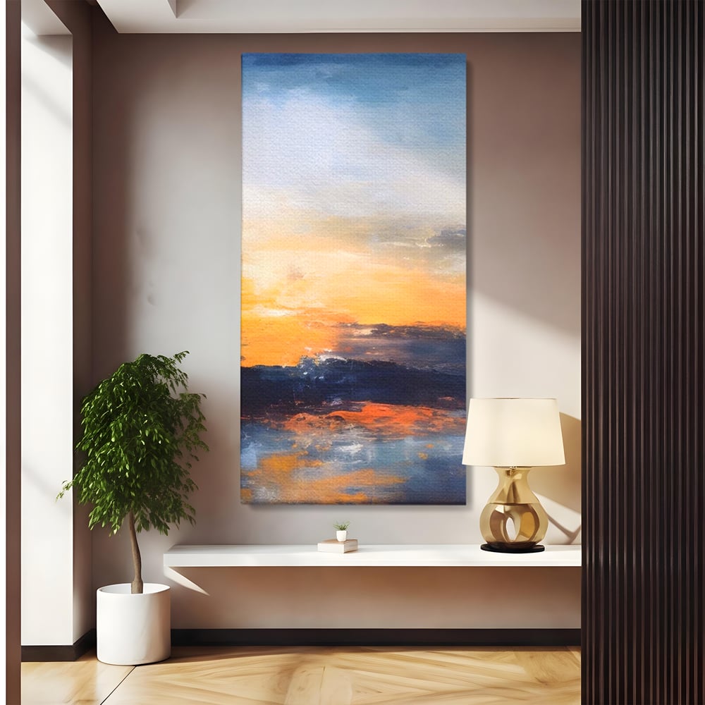 Tablou canvas cu tablou canvas cu apus abstract, fara rama, pe sasiu de lemn
