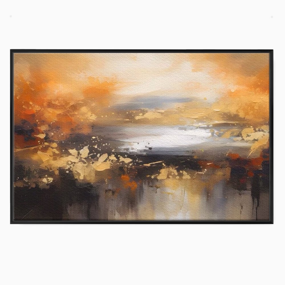 Tablou canvas cu tablou canvas peisaj abstract orizontal, in rama de aluminiu negru
