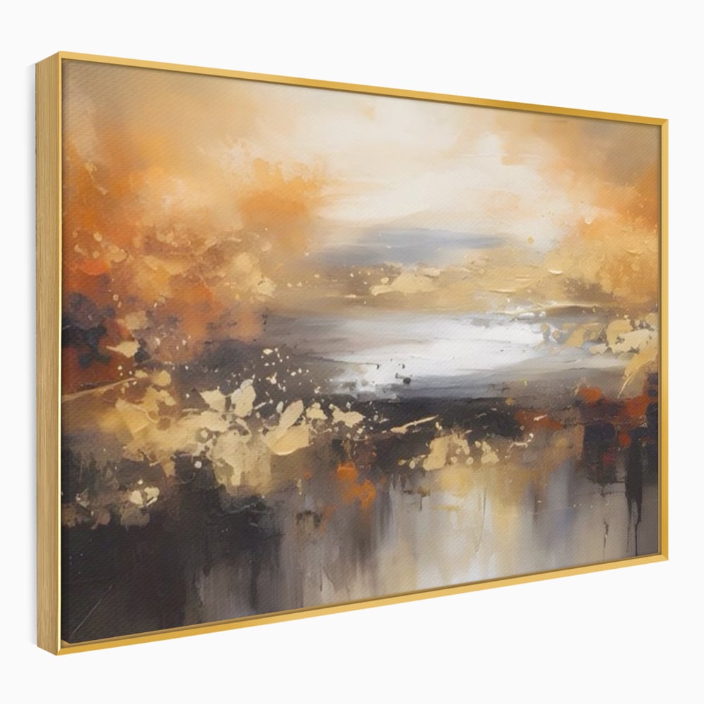 Tablou canvas cu tablou canvas peisaj abstract orizontal, in rama de aluminiu auriu