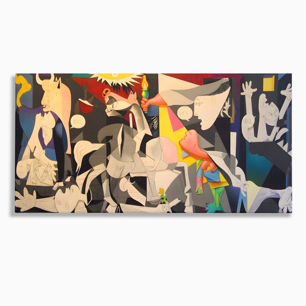 Tablou canvas cu tablou canvas cu reinterpretare dupa guernica, fara rama, pe sasiu de lemn