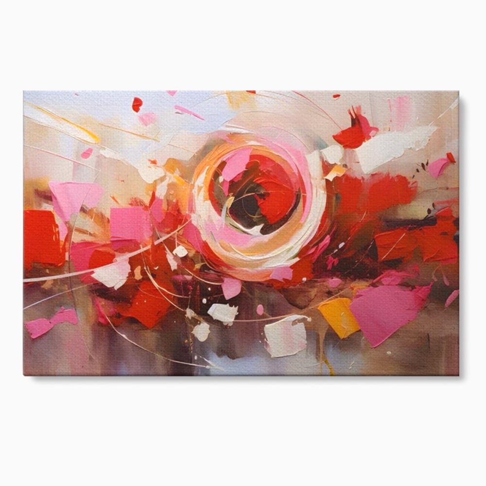 Tablou canvas cu tablou canvas cu floare abstracta si culori vibrante, fara rama, pe sasiu de lemn