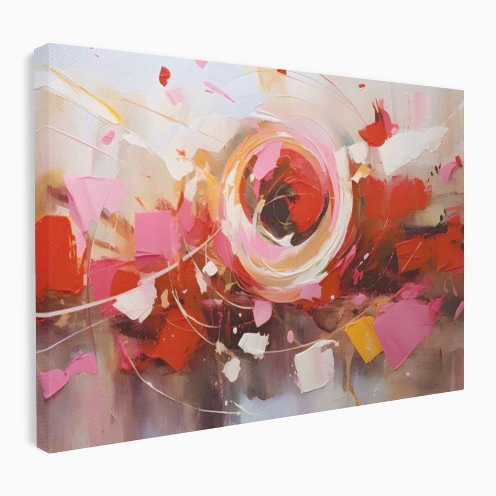 Tablou canvas cu tablou canvas cu floare abstracta si culori vibrante, fara rama, pe sasiu de lemn