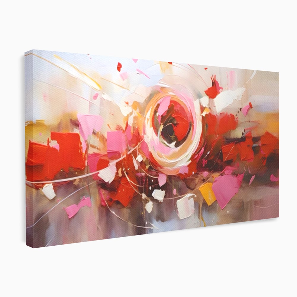 Tablou canvas cu tablou canvas cu floare abstracta si culori vibrante, fara rama, pe sasiu de lemn