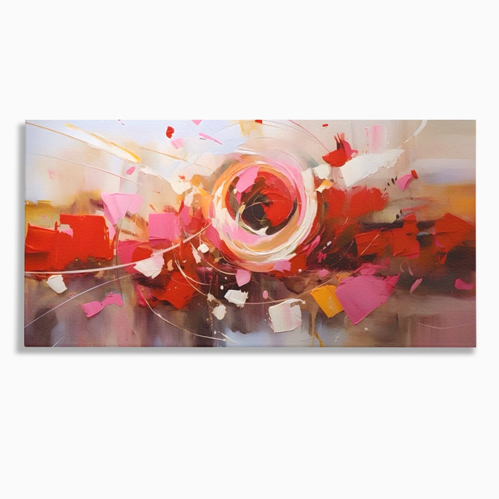 Tablou canvas cu tablou canvas cu floare abstracta si culori vibrante, fara rama, pe sasiu de lemn