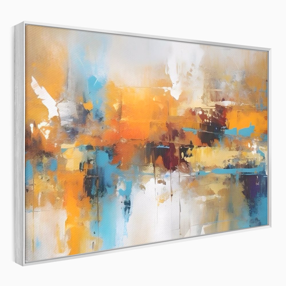 Tablou canvas cu tablou canvas abstract orizontal, in rama de aluminiu argintiu