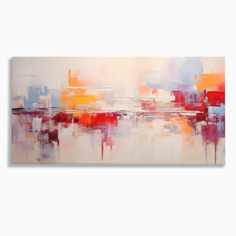 Tablou canvas cu pictura abstracta cu reflexii colorate, fara rama, pe sasiu de lemn