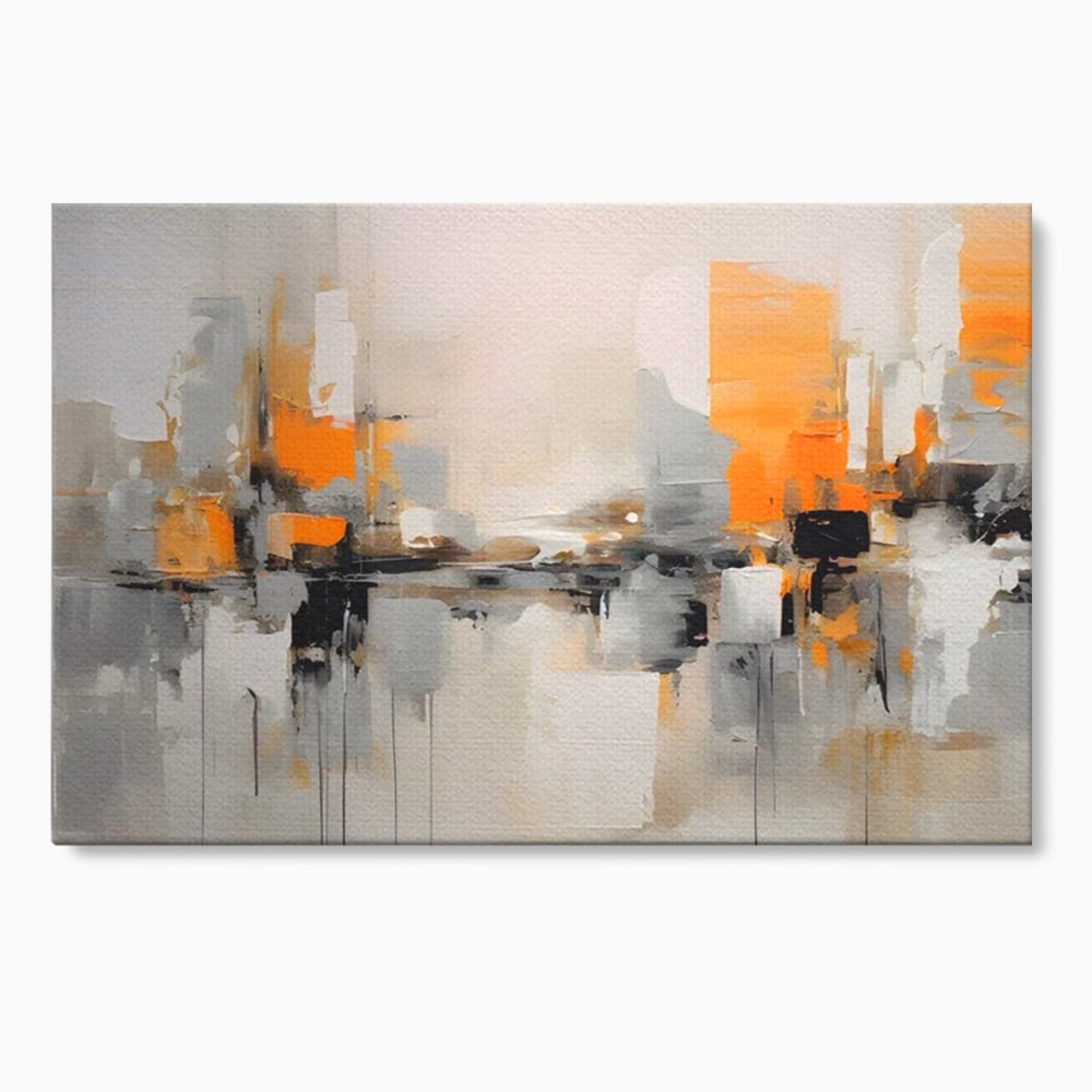 Tablou canvas cu pictura abstracta cu reflexii urbane, fara rama, pe sasiu de lemn