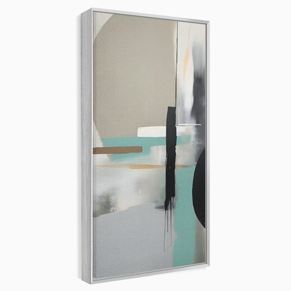 Tablou canvas cu tablou canvas cu forme abstracte, in rama de aluminiu argintiu