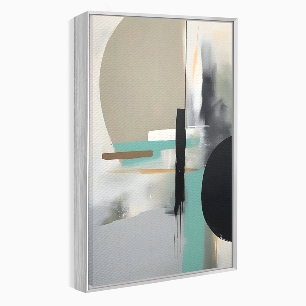 Tablou canvas cu tablou canvas cu forme abstracte, in rama de aluminiu argintiu