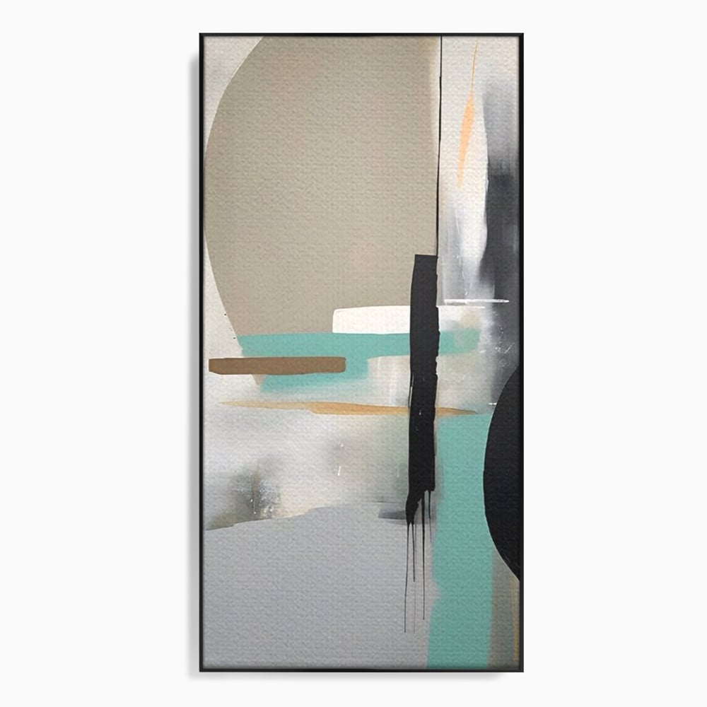 Tablou canvas cu tablou canvas cu forme abstracte, in rama de aluminiu negru