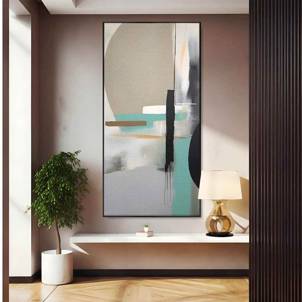 Tablou canvas cu tablou canvas cu forme abstracte, in rama de aluminiu negru