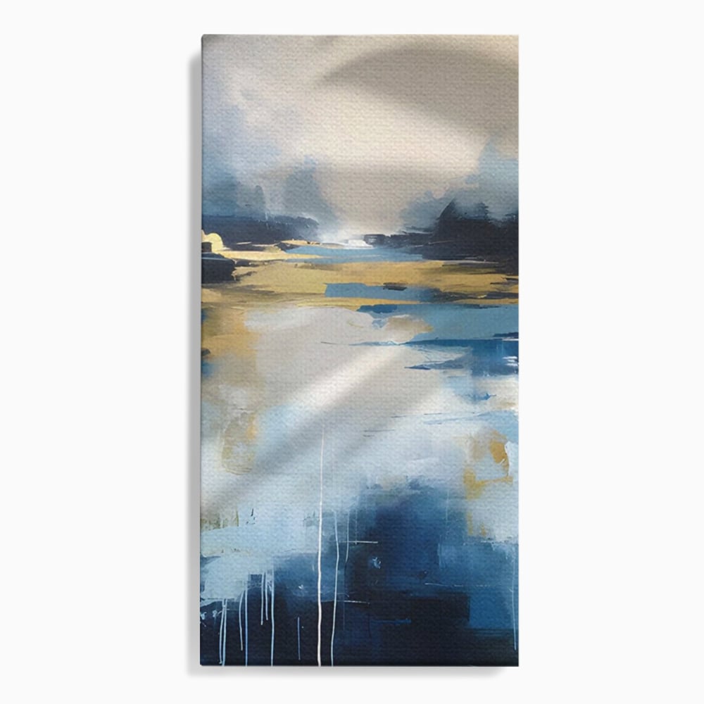Tablou canvas cu pictura abstracta cu peisaj si cer, fara rama, pe sasiu de lemn