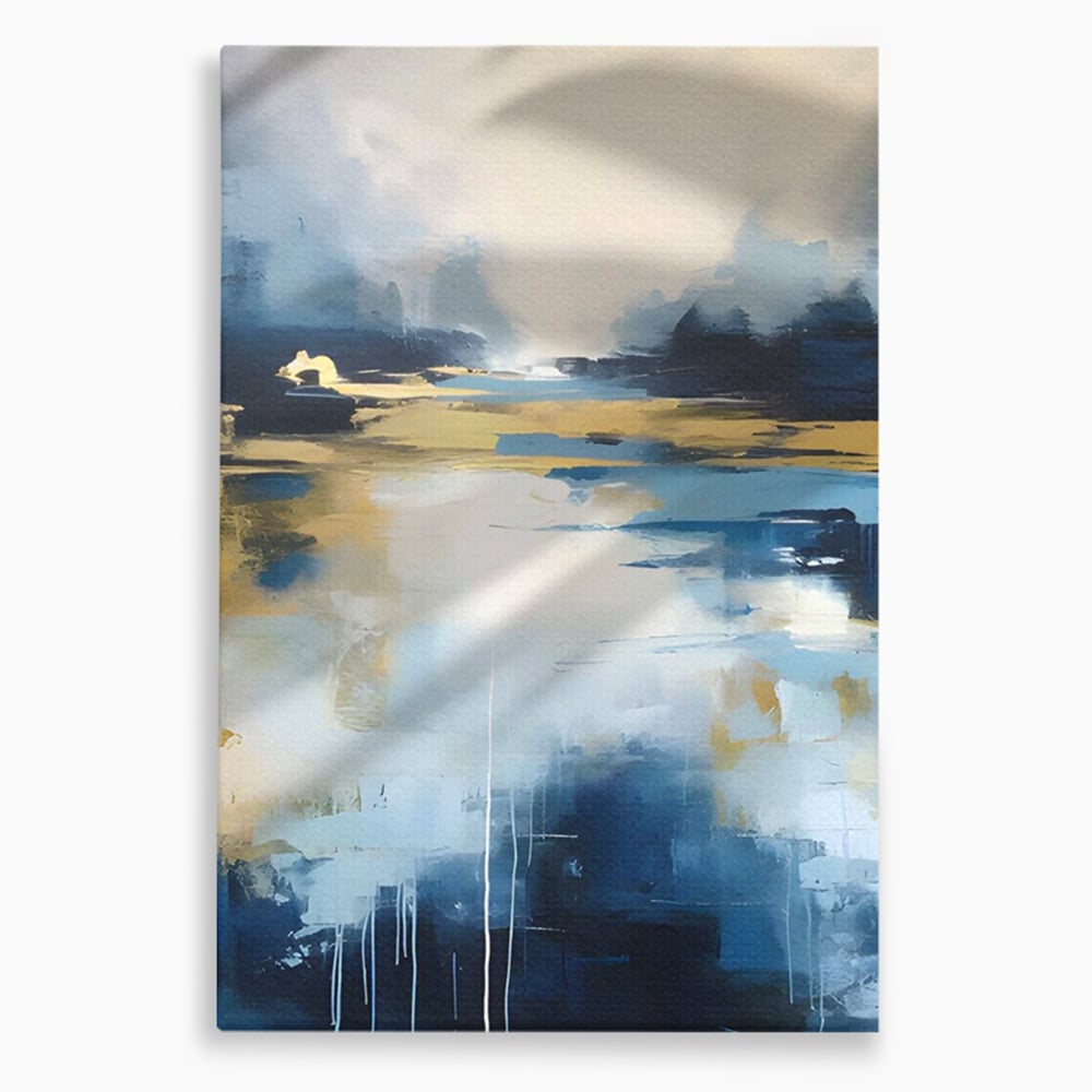 Tablou canvas cu pictura abstracta cu peisaj si cer, fara rama, pe sasiu de lemn