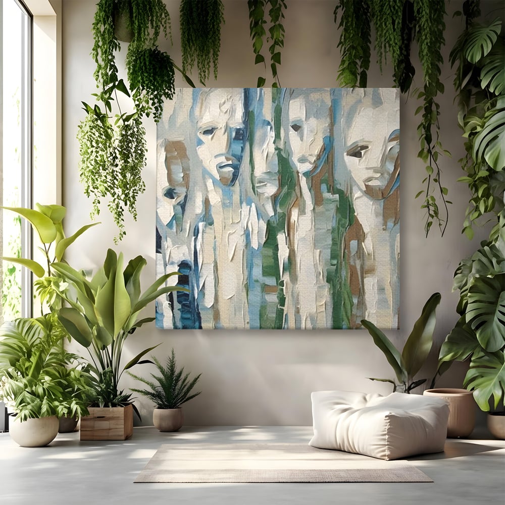 Tablou canvas cu tablou canvas cu fete abstracte, fara rama, pe sasiu de lemn