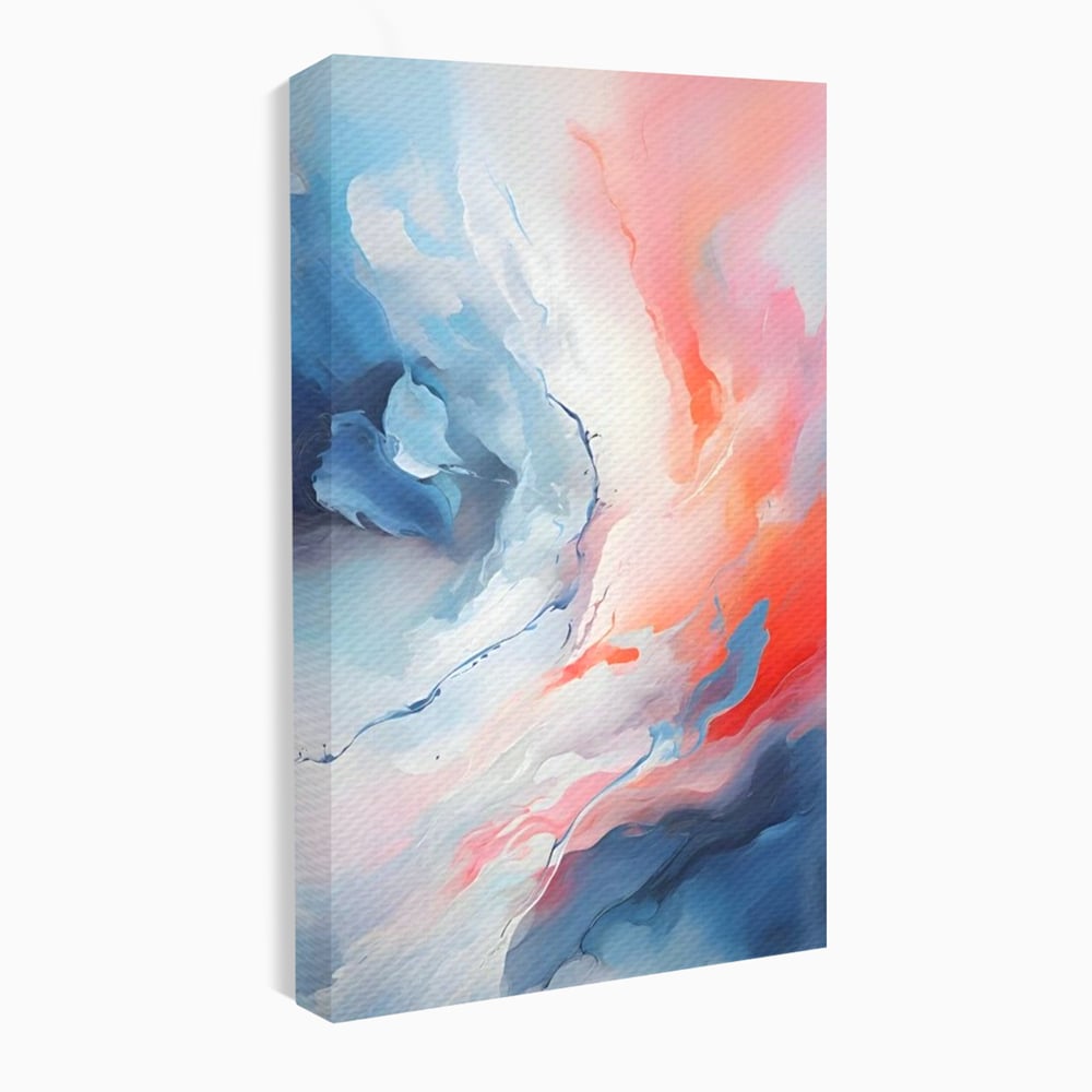 Tablou canvas cu pictura abstracta cu valuri cromatice, fara rama, pe sasiu de lemn