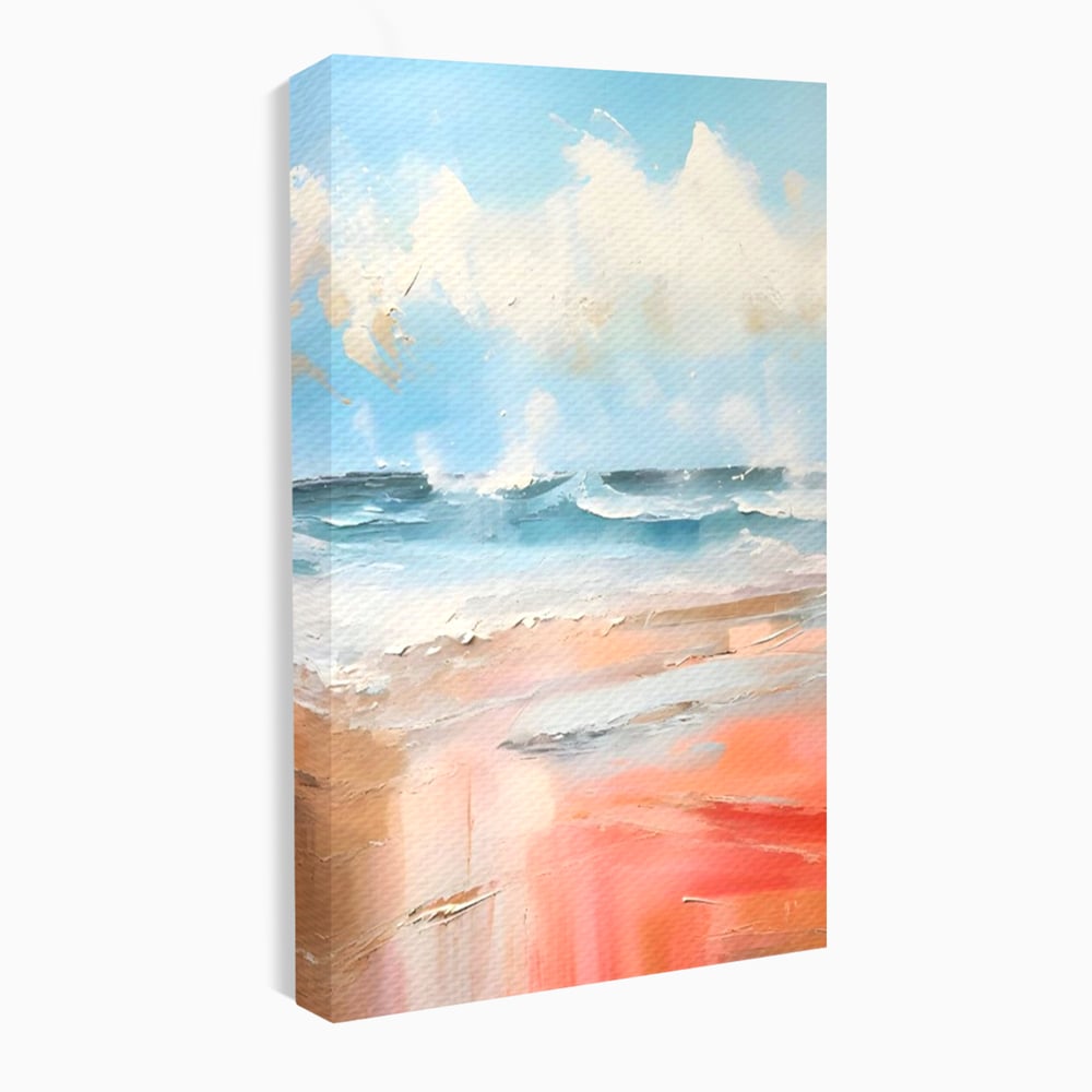 Tablou canvas cu tablou pictat cu peisaj marin abstract, fara rama, pe sasiu de lemn