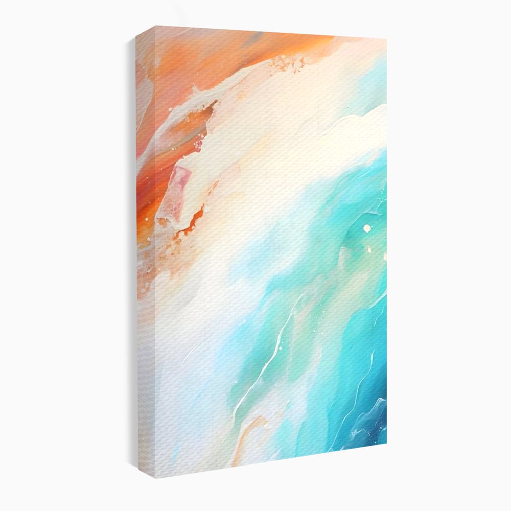 Tablou canvas cu pictura abstracta cu valuri turcoaz, fara rama, pe sasiu de lemn