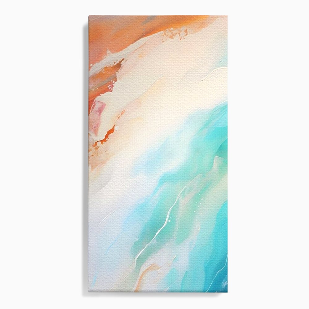 Tablou canvas cu pictura abstracta cu valuri turcoaz, fara rama, pe sasiu de lemn