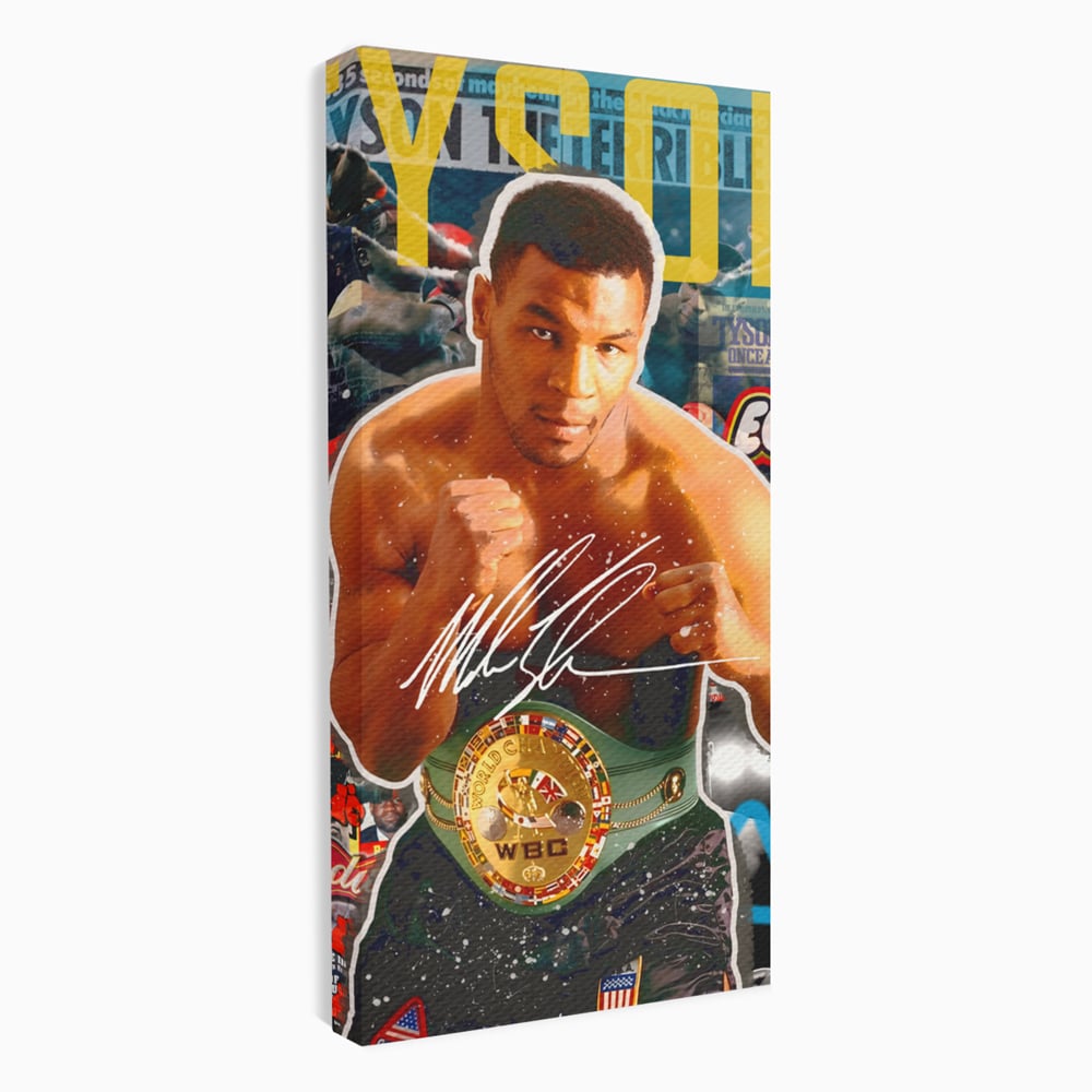 Tablou canvas cu tablou canvas cu boxerul mike tyson, fara rama, pe sasiu de lemn