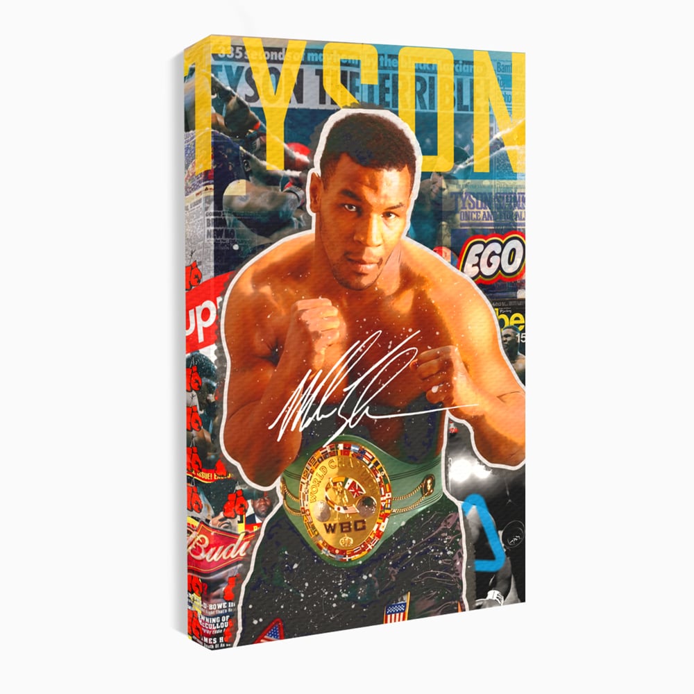 Tablou canvas cu tablou canvas cu boxerul mike tyson, fara rama, pe sasiu de lemn