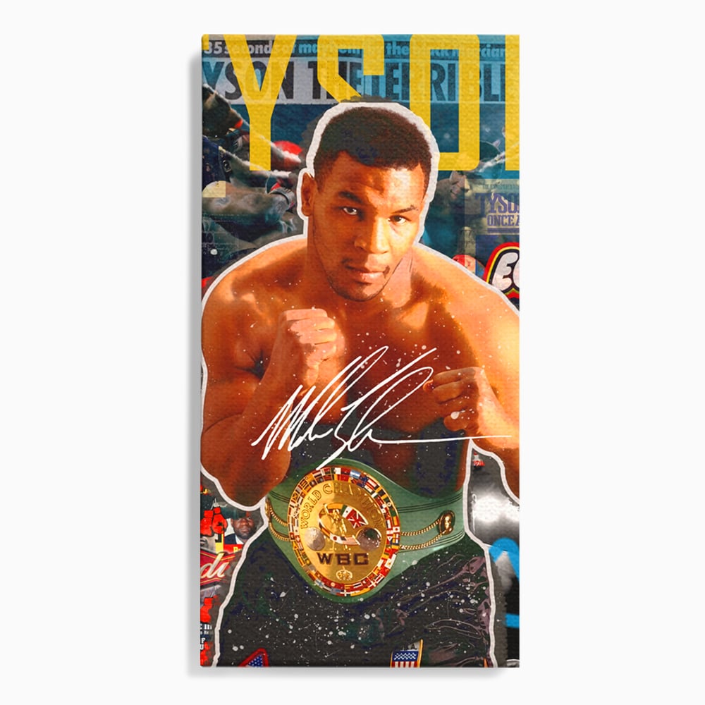 Tablou canvas cu tablou canvas cu boxerul mike tyson, fara rama, pe sasiu de lemn