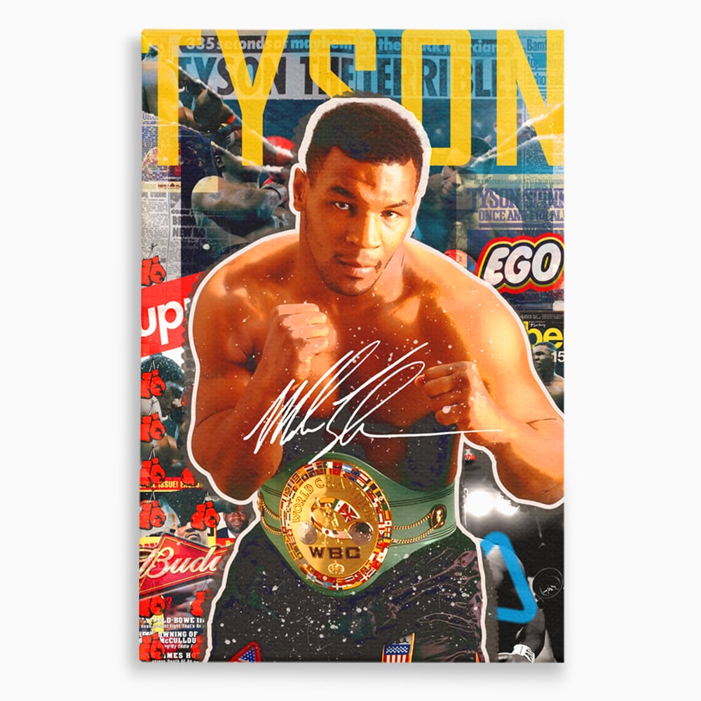 Tablou canvas cu tablou canvas cu boxerul mike tyson, fara rama, pe sasiu de lemn