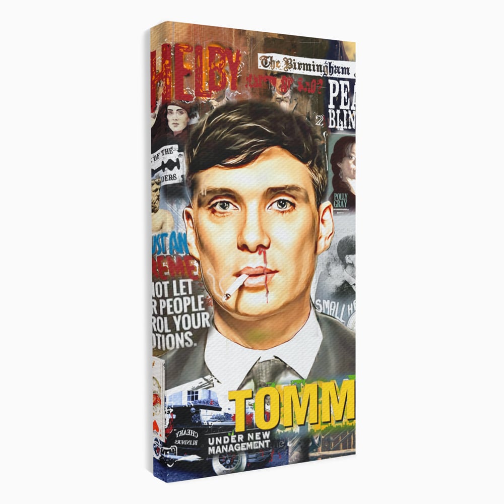 Tablou canvas cu tablou canvas cu portretul lui tommy shelby, fara rama, pe sasiu de lemn