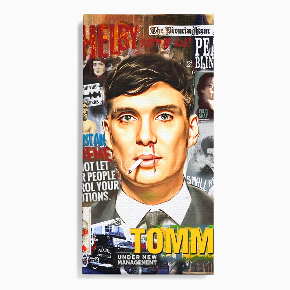 Tablou canvas cu tablou canvas cu portretul lui tommy shelby, fara rama, pe sasiu de lemn