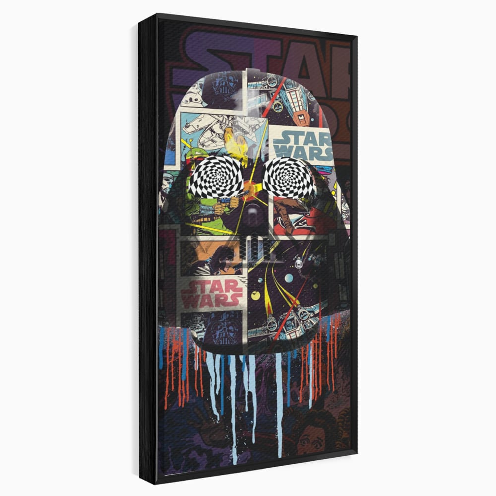 Tablou canvas cu tablou canvas cu darth vader din star wars, in rama de aluminiu negru