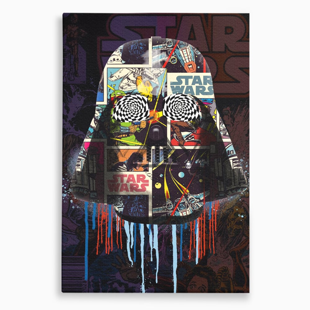 Tablou canvas cu tablou canvas cu darth vader din star wars, fara rama, pe sasiu de lemn