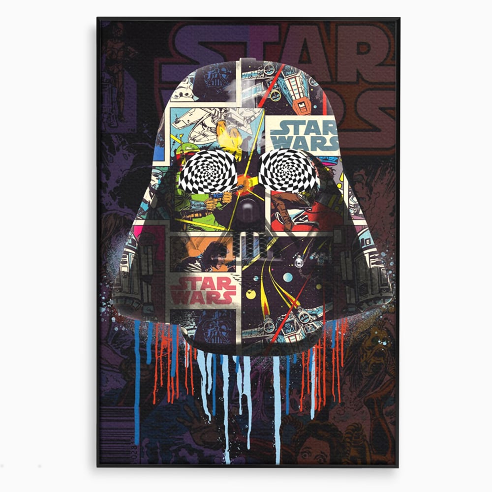 Tablou canvas cu tablou canvas cu darth vader din star wars, in rama de aluminiu negru