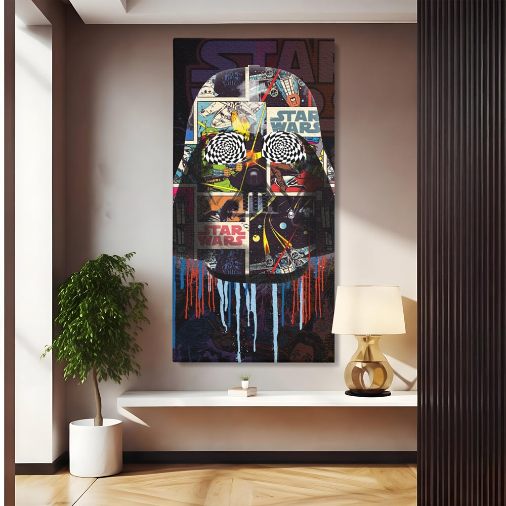 Tablou canvas cu tablou canvas cu darth vader din star wars, fara rama, pe sasiu de lemn