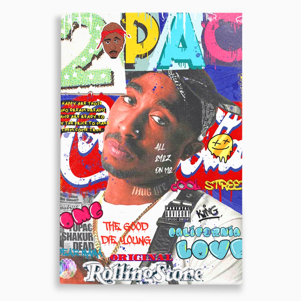 Tablou canvas cu tablou canvas cu portret tupac shakur, fara rama, pe sasiu de lemn