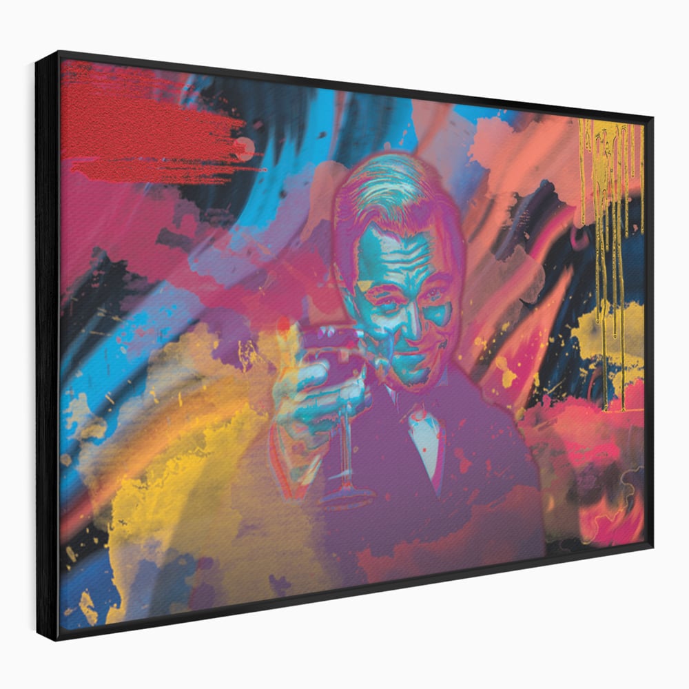 Tablou canvas cu tablou canvas cu leonardo dicaprio, in rama de aluminiu negru