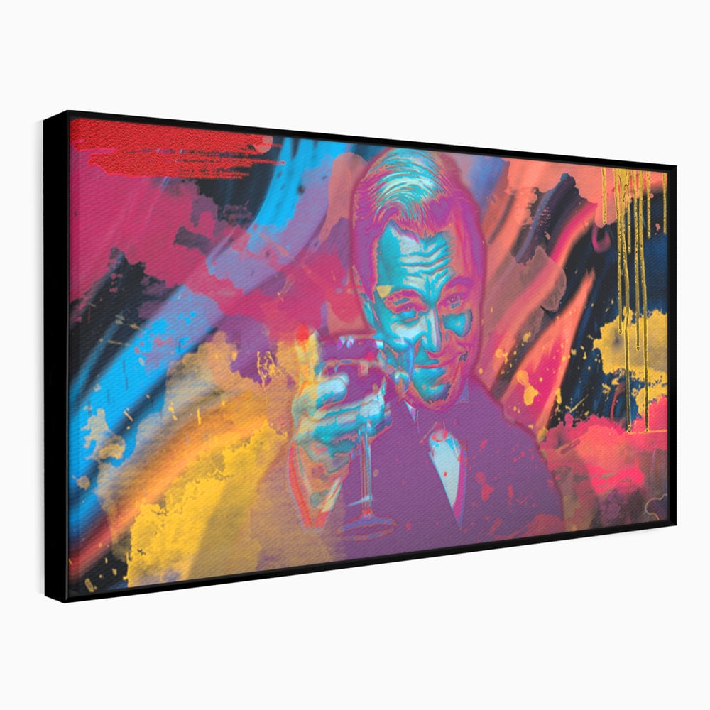 Tablou canvas cu tablou canvas cu leonardo dicaprio, in rama de aluminiu negru