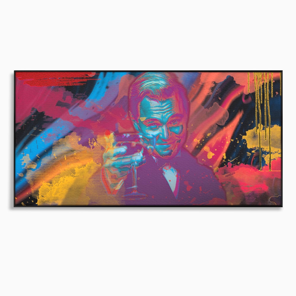 Tablou canvas cu tablou canvas cu leonardo dicaprio, in rama de aluminiu negru