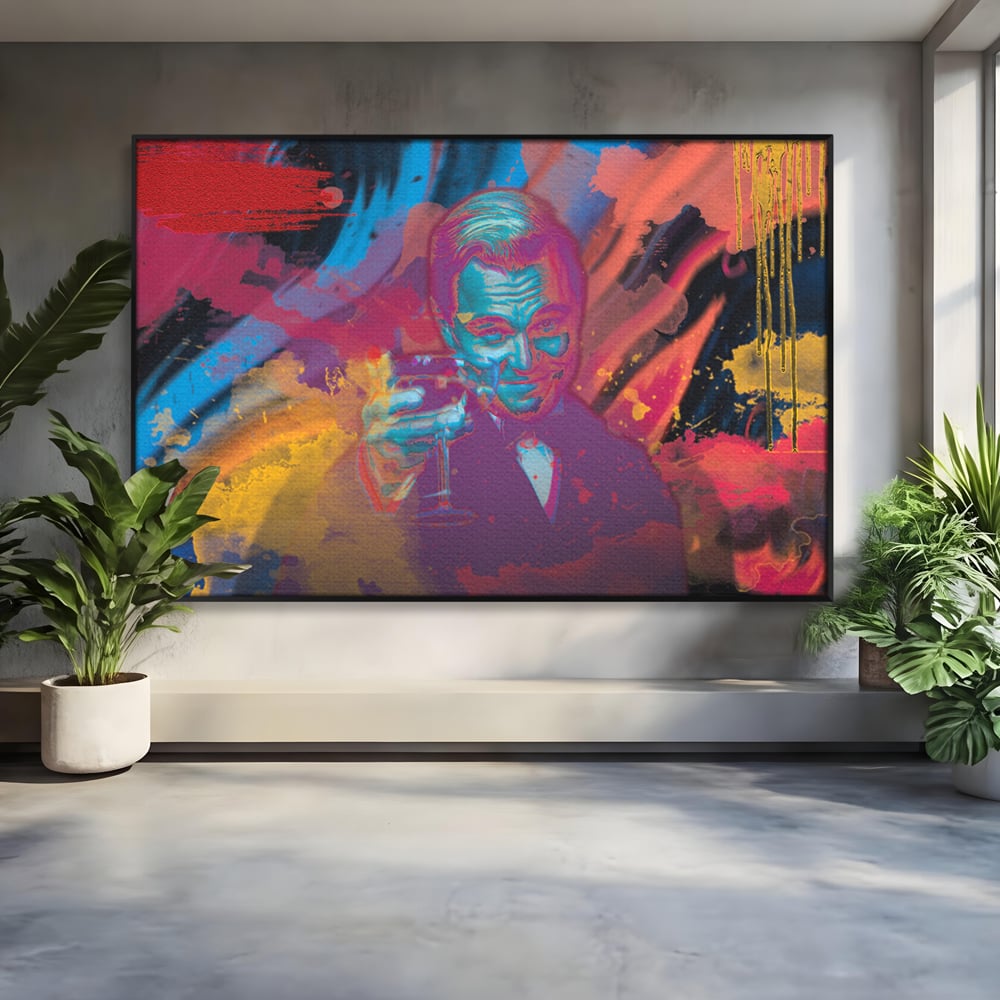 Tablou canvas cu tablou canvas cu leonardo dicaprio, in rama de aluminiu negru