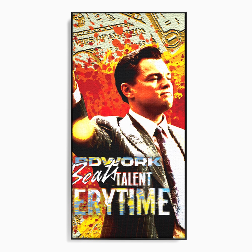 Tablou canvas cu tablou canvas cu leonardo dicaprio, in rama de aluminiu negru