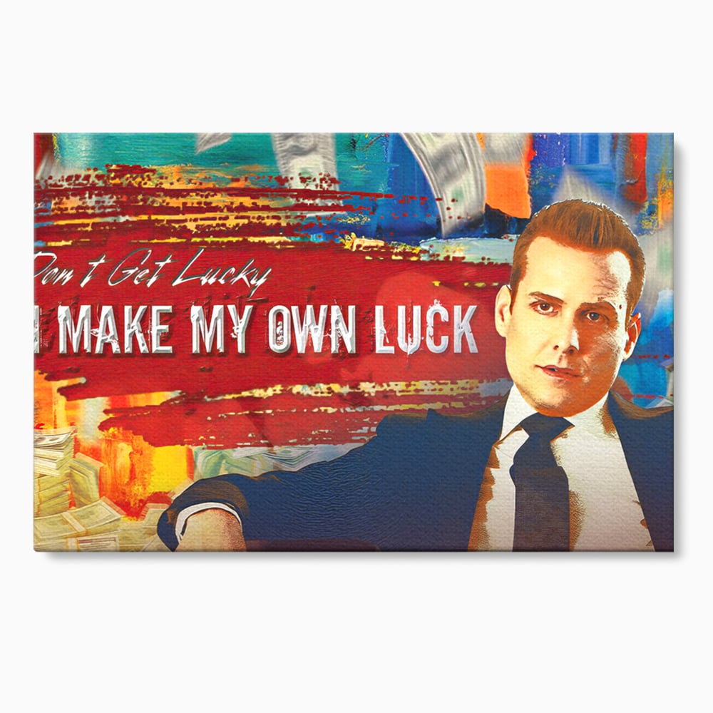 Tablou canvas cu tablou canvas cu harvey specter si bancnote, fara rama, pe sasiu de lemn