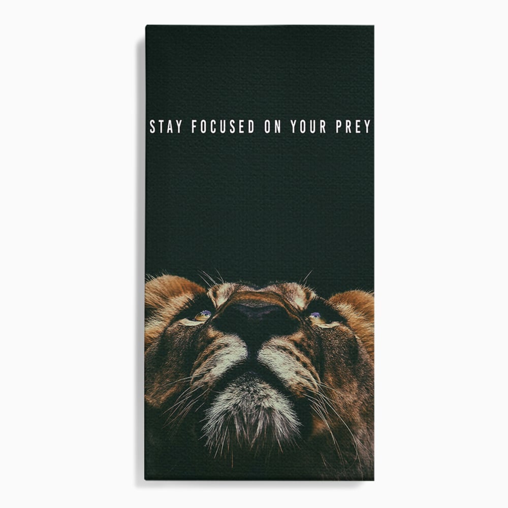 Tablou canvas cu tablou canvas cu leu si mesaj motivational, fara rama, pe sasiu de lemn