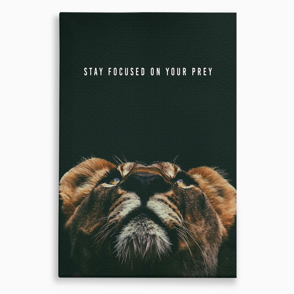 Tablou canvas cu tablou canvas cu leu si mesaj motivational, fara rama, pe sasiu de lemn