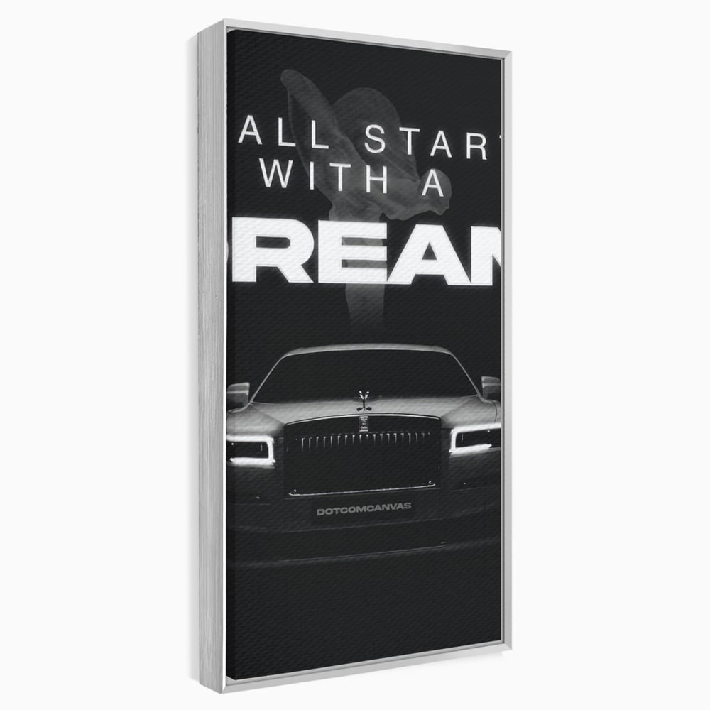 Tablou canvas cu tablou canvas cu masina rolls-royce, in rama de aluminiu argintiu