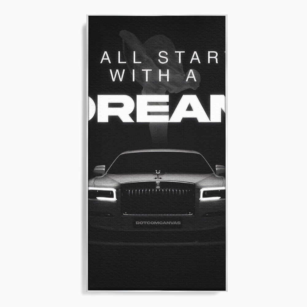 Tablou canvas cu tablou canvas cu masina rolls-royce, in rama de aluminiu argintiu
