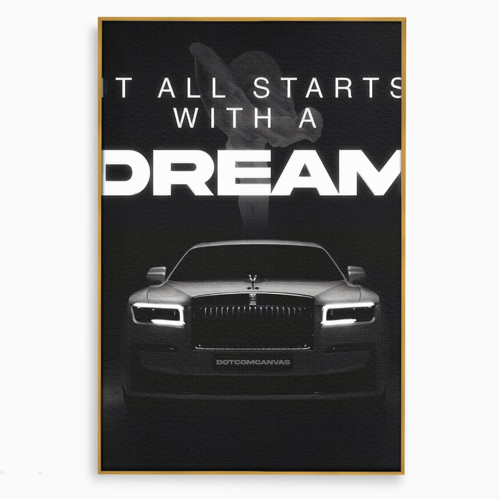 Tablou canvas cu tablou canvas cu masina rolls-royce, in rama de aluminiu auriu