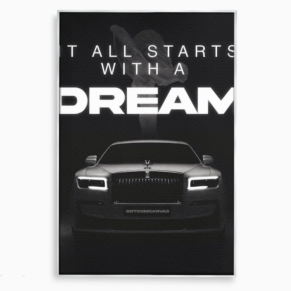 Tablou canvas cu tablou canvas cu masina rolls-royce, in rama de aluminiu argintiu