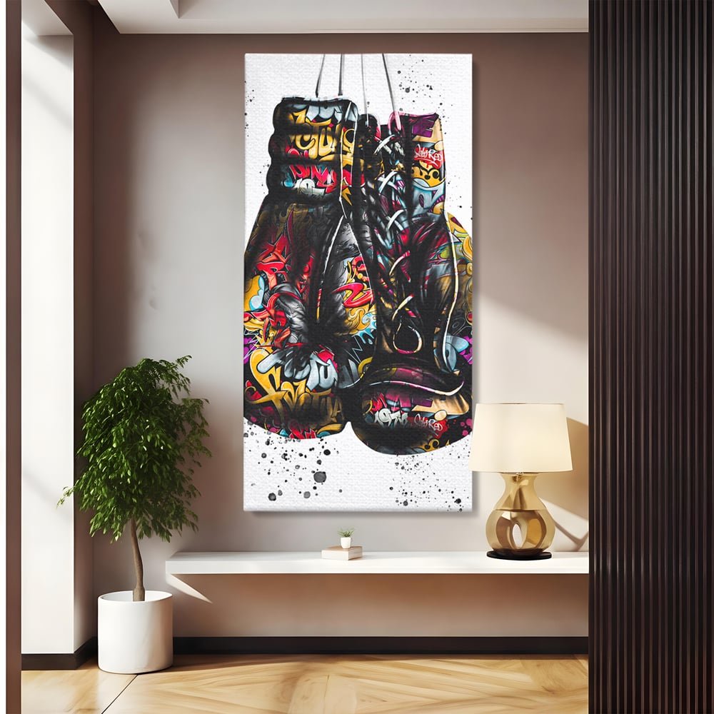 Tablou canvas cu tablou canvas cu manusi de box, fara rama, pe sasiu de lemn