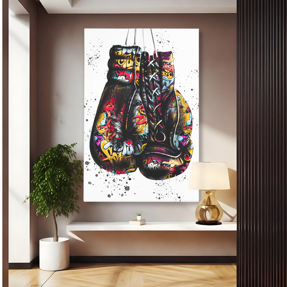 Tablou canvas cu tablou canvas cu manusi de box, fara rama, pe sasiu de lemn