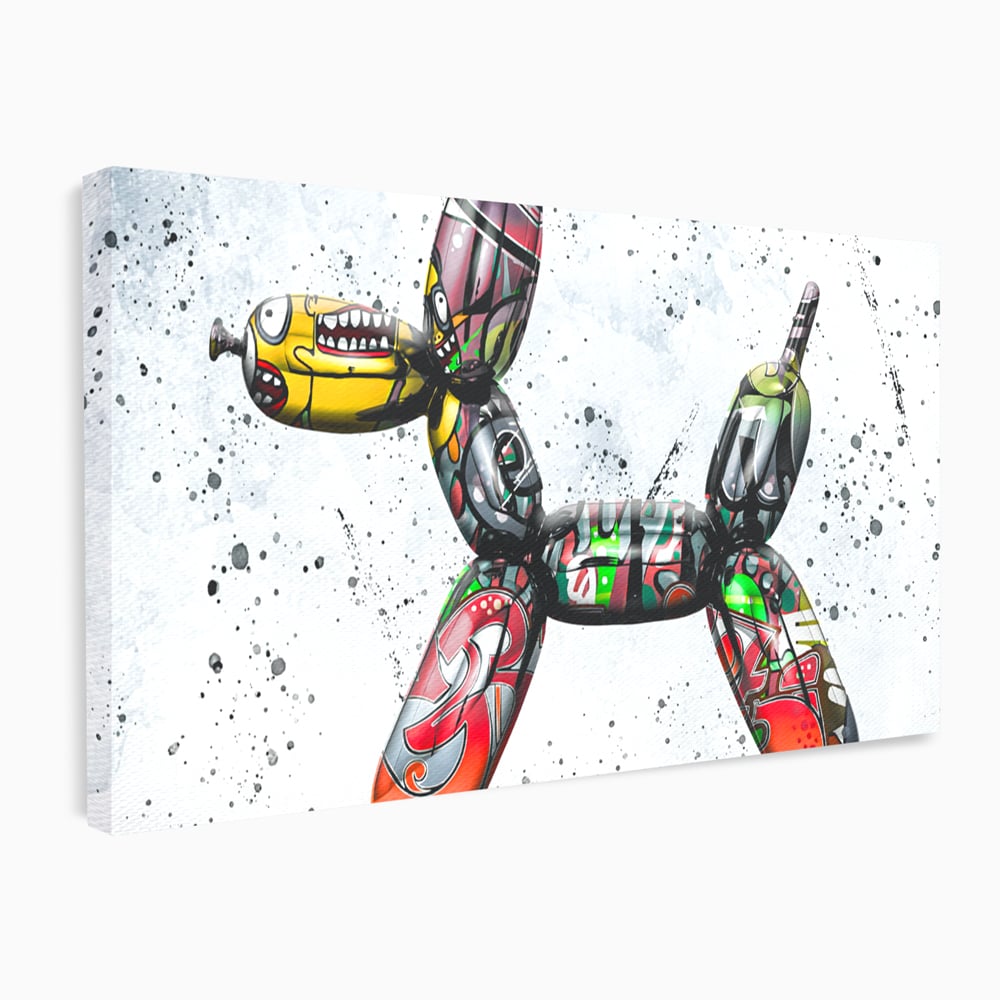 Tablou canvas cu tablou canvas caine din baloane stil grafitti, fara rama, pe sasiu de lemn