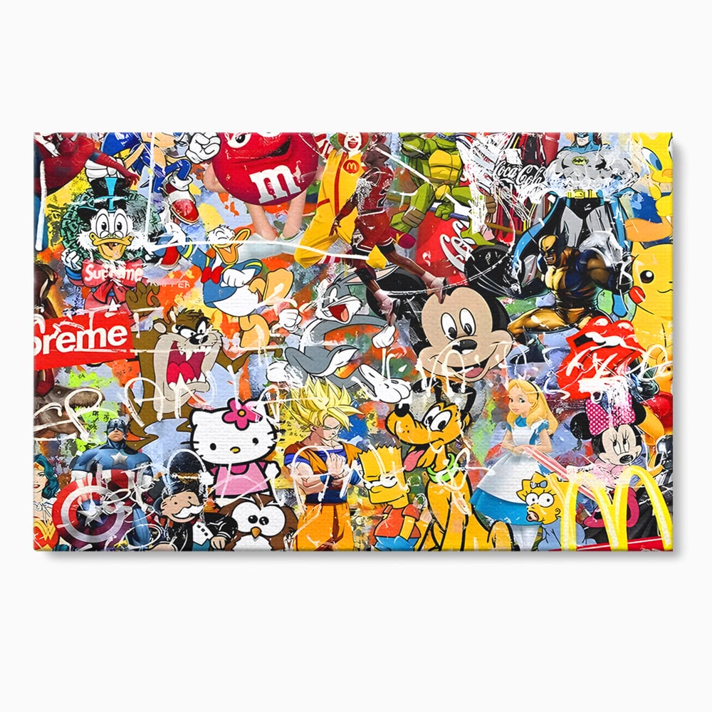 Tablou canvas cu tablou canvas cu personaje din desene animate, fara rama, pe sasiu de lemn