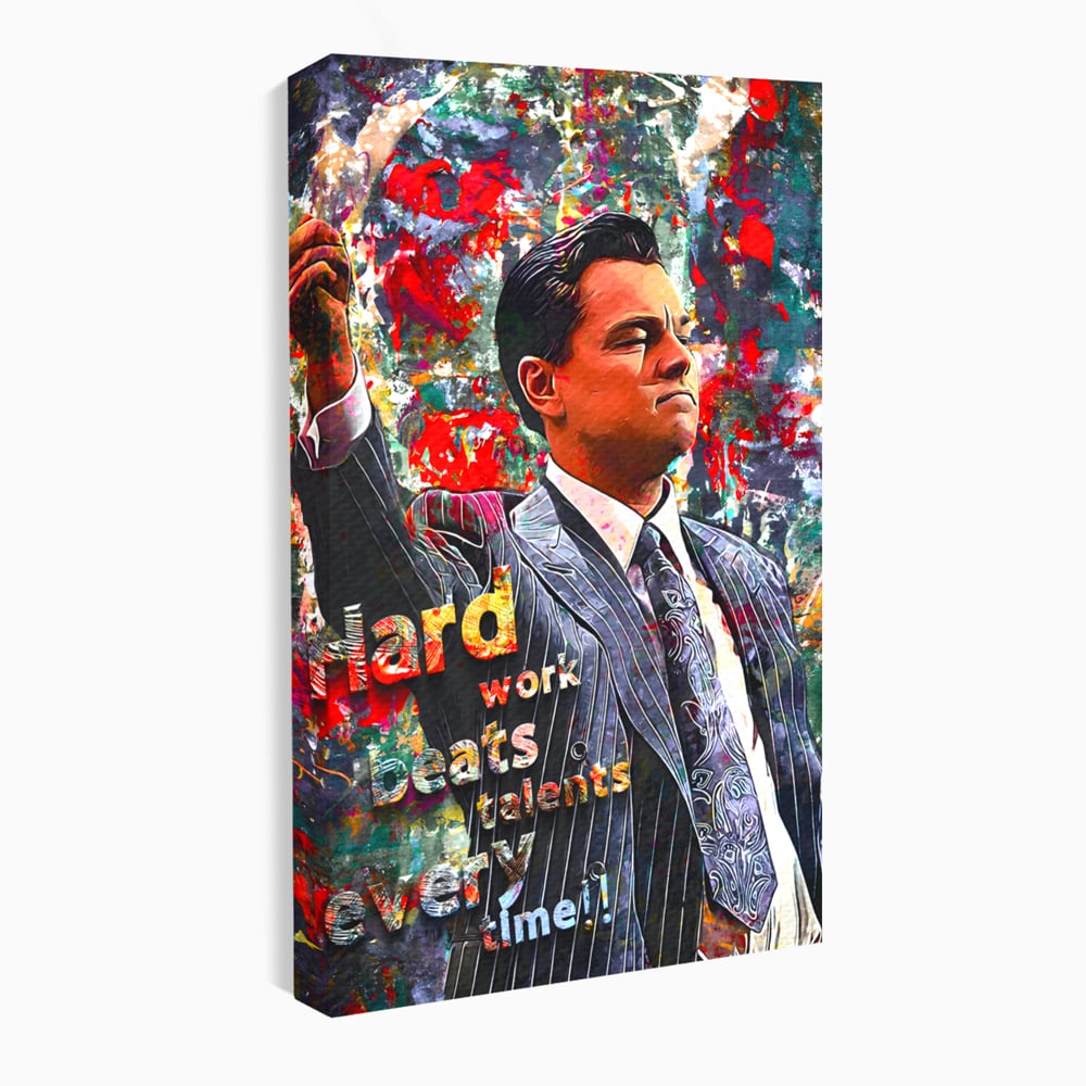 Tablou canvas cu tablou canvas cu leonardo dicaprio si mesaj motivational, fara rama, pe sasiu de lemn
